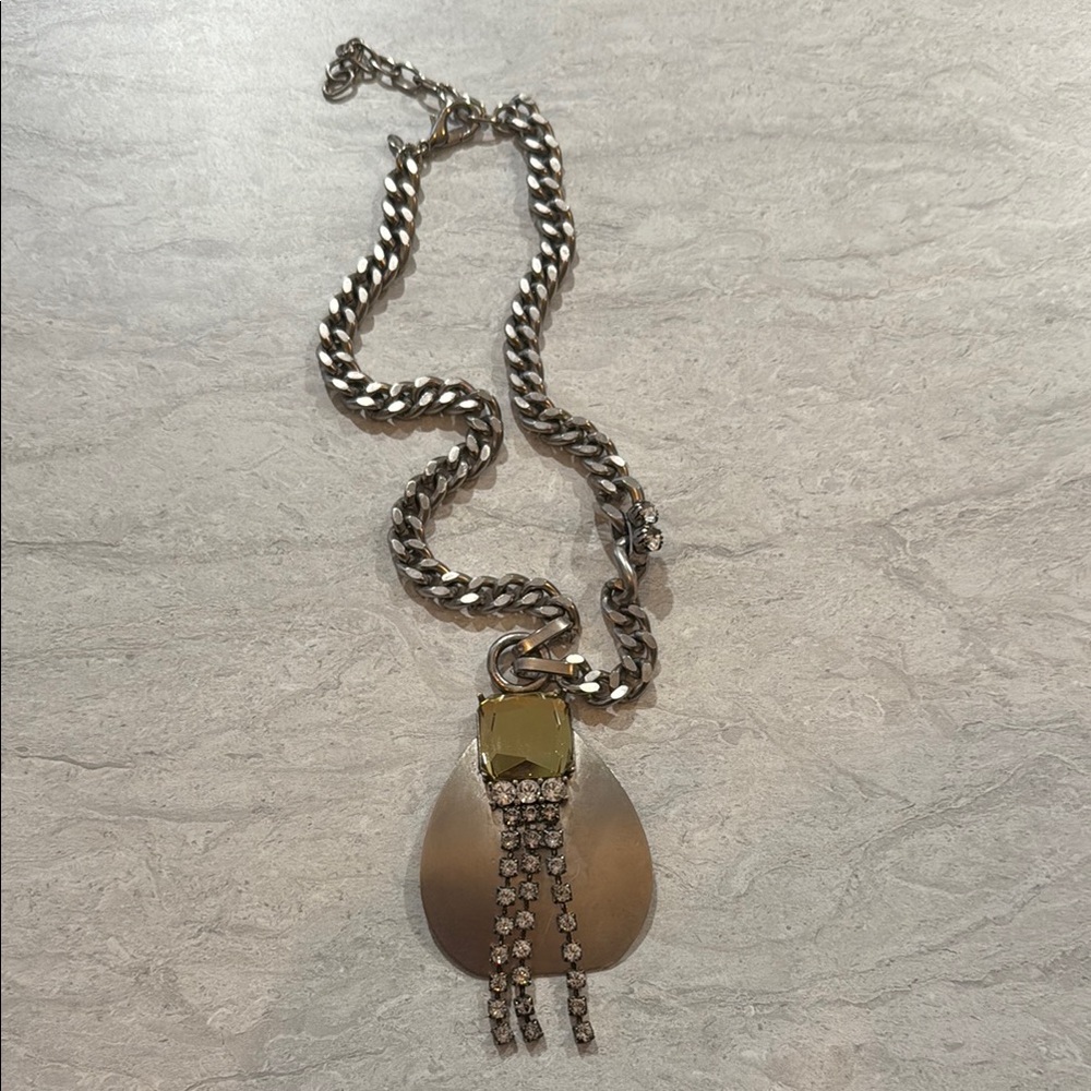 Modern Silver and Gold Necklace with Circular Pendant